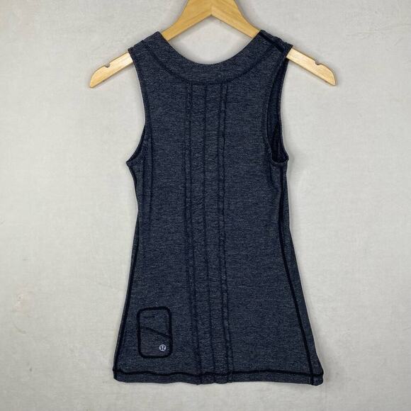 Lululemon Charcoal Gray Ruffle Cool Sleeveless Athletic Tank Top Women's Size 4 - Picture 7 of 8